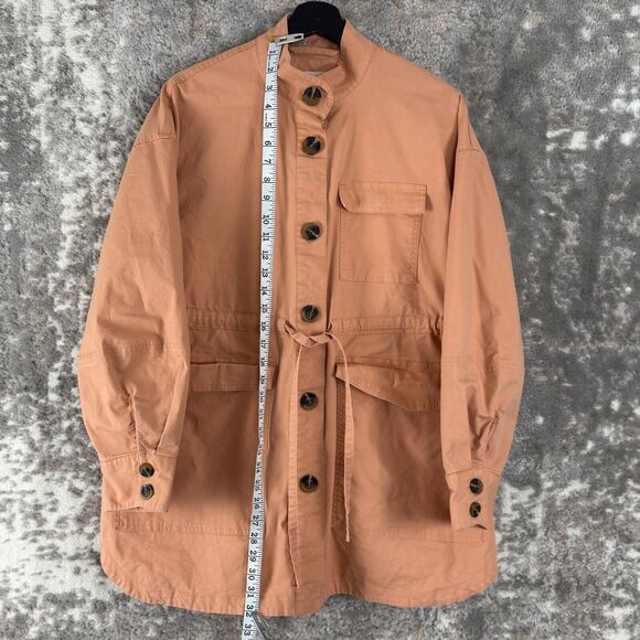 Universal Thread Size L Tie Front Button Jacket Peach Long Sleeve Pocket Outdoor - Picture 2 of 8